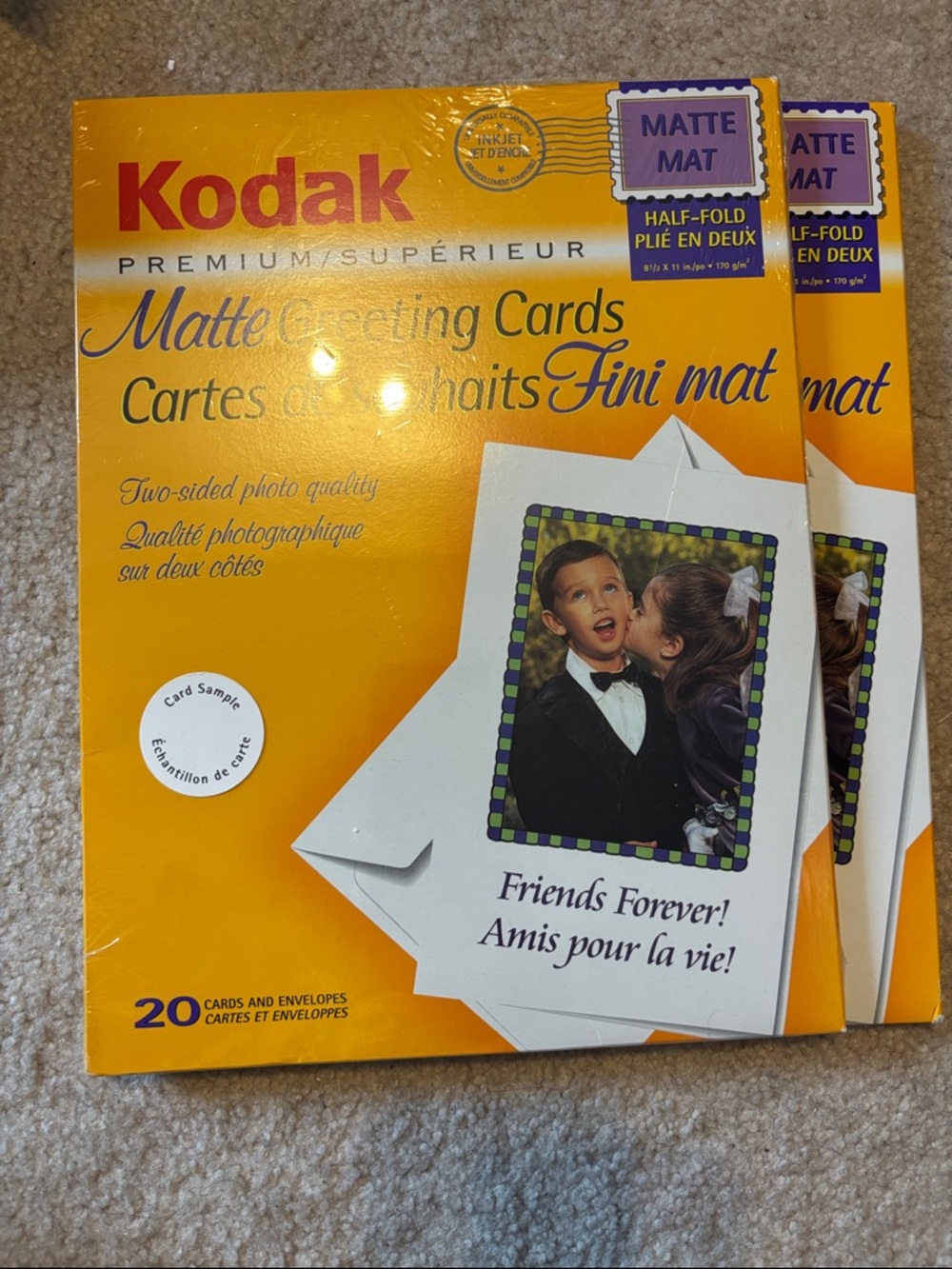 Kodak Matte Greeting Cards - Yellow Packaging - 38 sheets in total with envelope